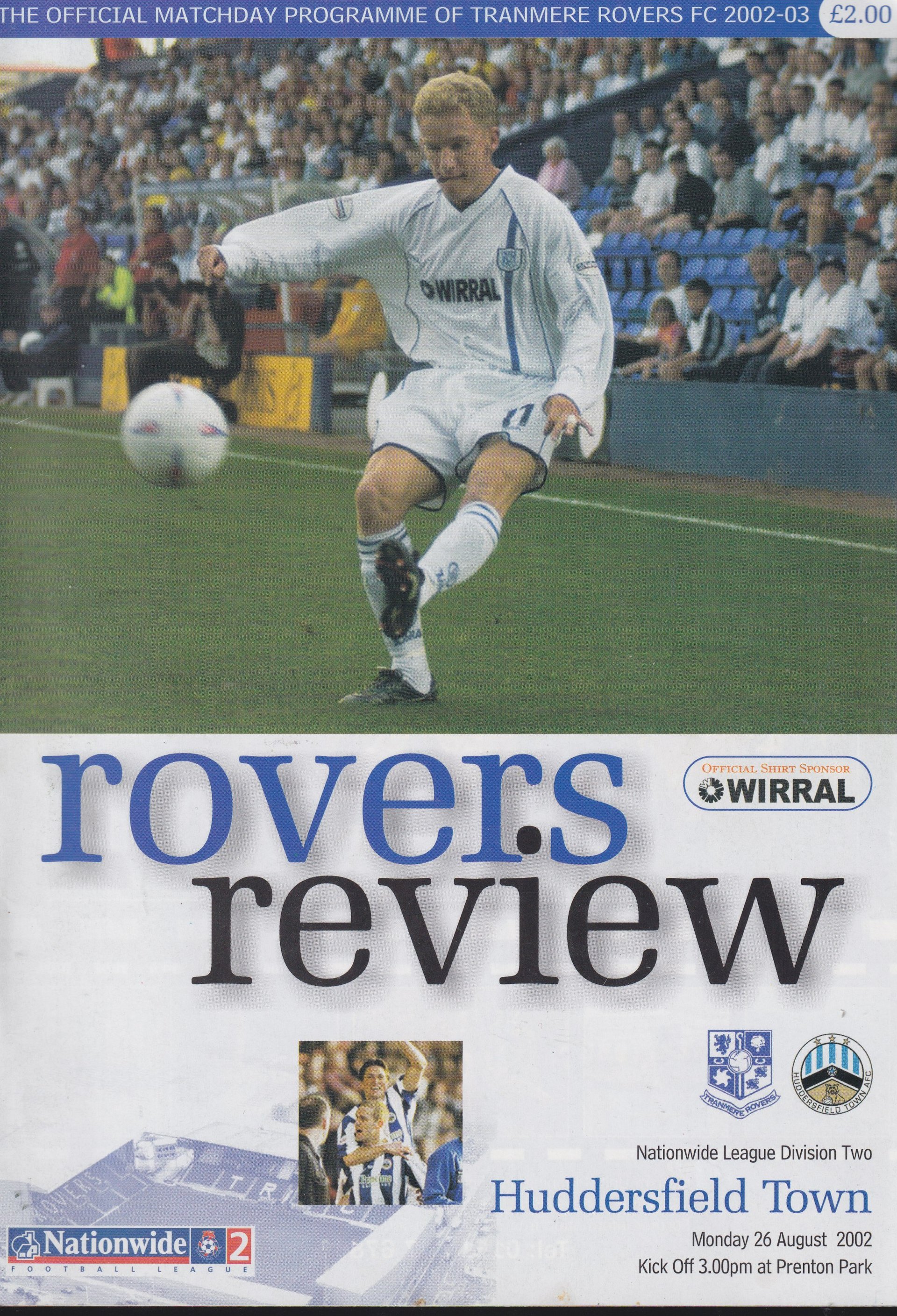 Tranmere Rovers v Huddersfield Town match programme